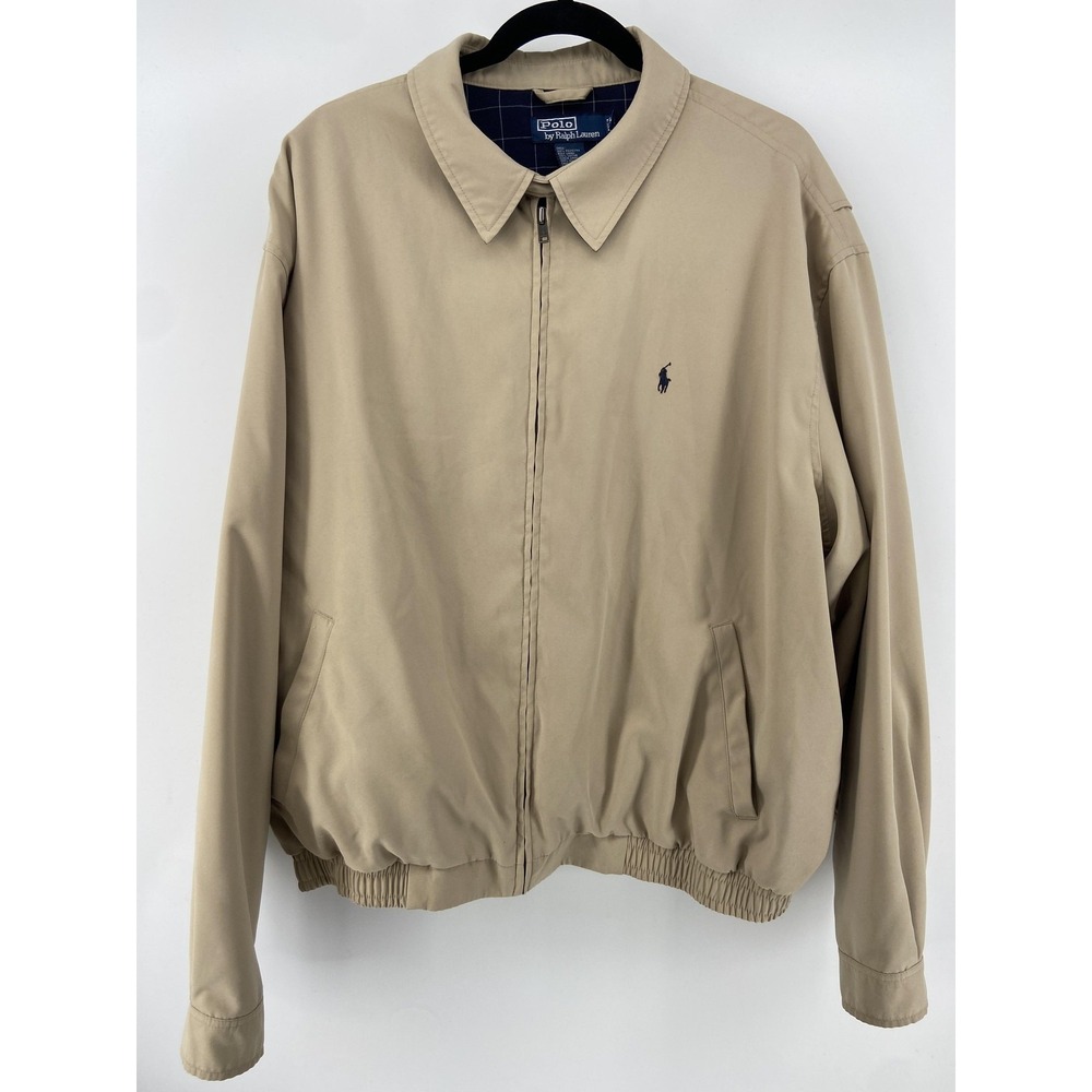 Vintage Polo Ralph Lauren Jacket Mens 2XL Tan Harrington Bi Swing Classic Preppy